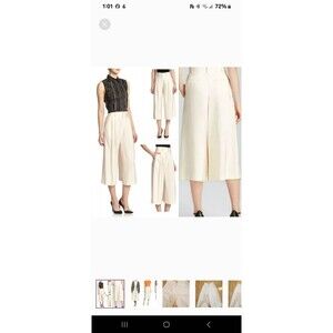 Alice + Olivia Ken Pleated Culottes Palazzo Gaucho Size 4 Natural